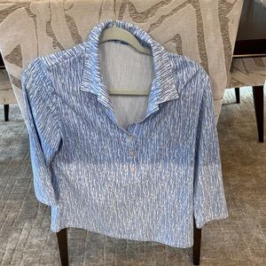 Elegant Blue Patterned Women's Blouse